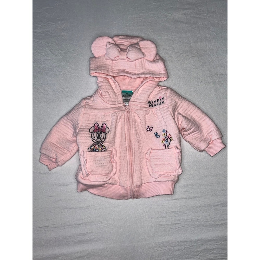 Disney Baby‎ Minnie Mouse Pink Quilted Hoodie with Ears 6M Infant